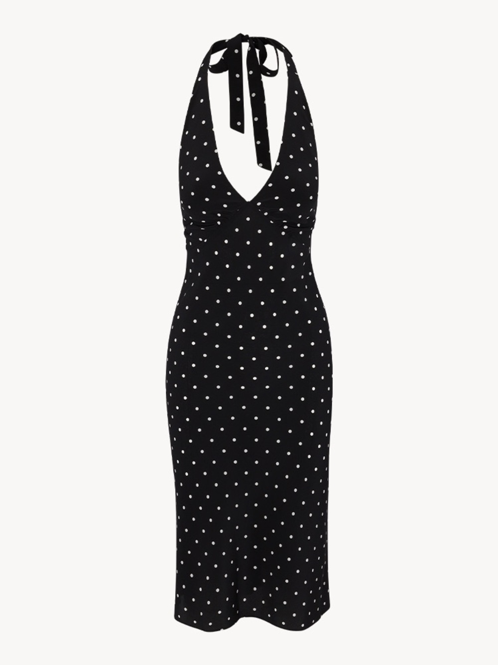 NWOT Realisation Par Sadie Polka Dot Halter Vneck Silk Midi Dress Vacation XS - Picture 3 of 8